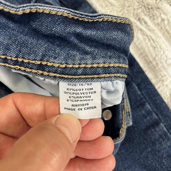 Threads & Others Jeans Women 15/32 Skinny Mid Rise Distressed Blue Raw Hem Denim - Picture 5 of 8